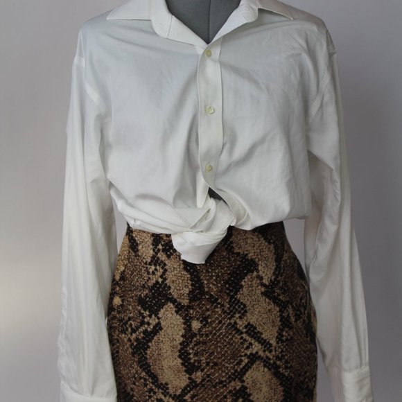 Women's HM Snake Print Brown Zipper Tube Mini Skirt - Size 4 - Mint Condition - Picture 2 of 9